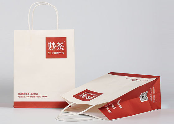 حقائب حمراء مطبوعة ديكور ، مخصص أكياس الورق المعاد تدويرها تأخذ بعيدا