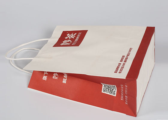 حقائب حمراء مطبوعة ديكور ، مخصص أكياس الورق المعاد تدويرها تأخذ بعيدا