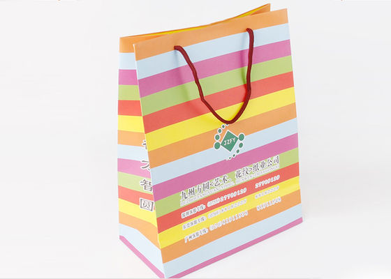أكياس التسوق متعدد الألوان المطبوعة ورقة شعار مخصص للهدايا التعبئة